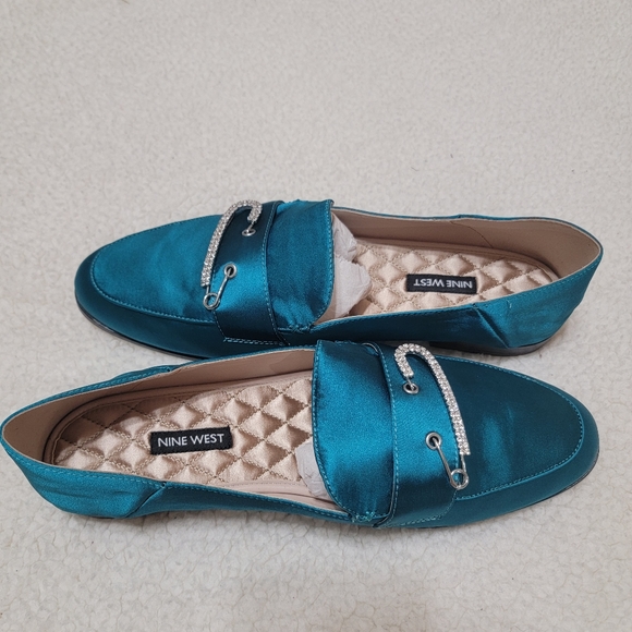 Nine West Greenish-Blue Satin Flats Size US 10 - Picture 2 of 5